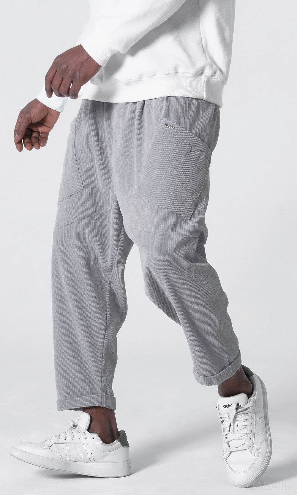 QL Sarouel Design Kadife in Light Grey